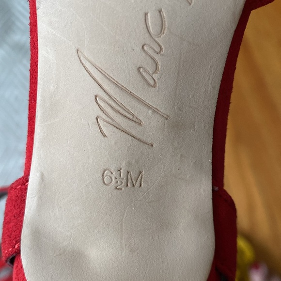 New red suede ankle wrapped pointed toes heels d’orsay party shoes Sz 6 1/2M - Picture 13 of 14